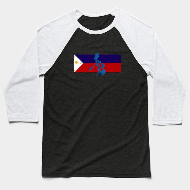 Filipina Philippines Flag Map - Proud Pinay Baseball T-Shirt by CatheBelan